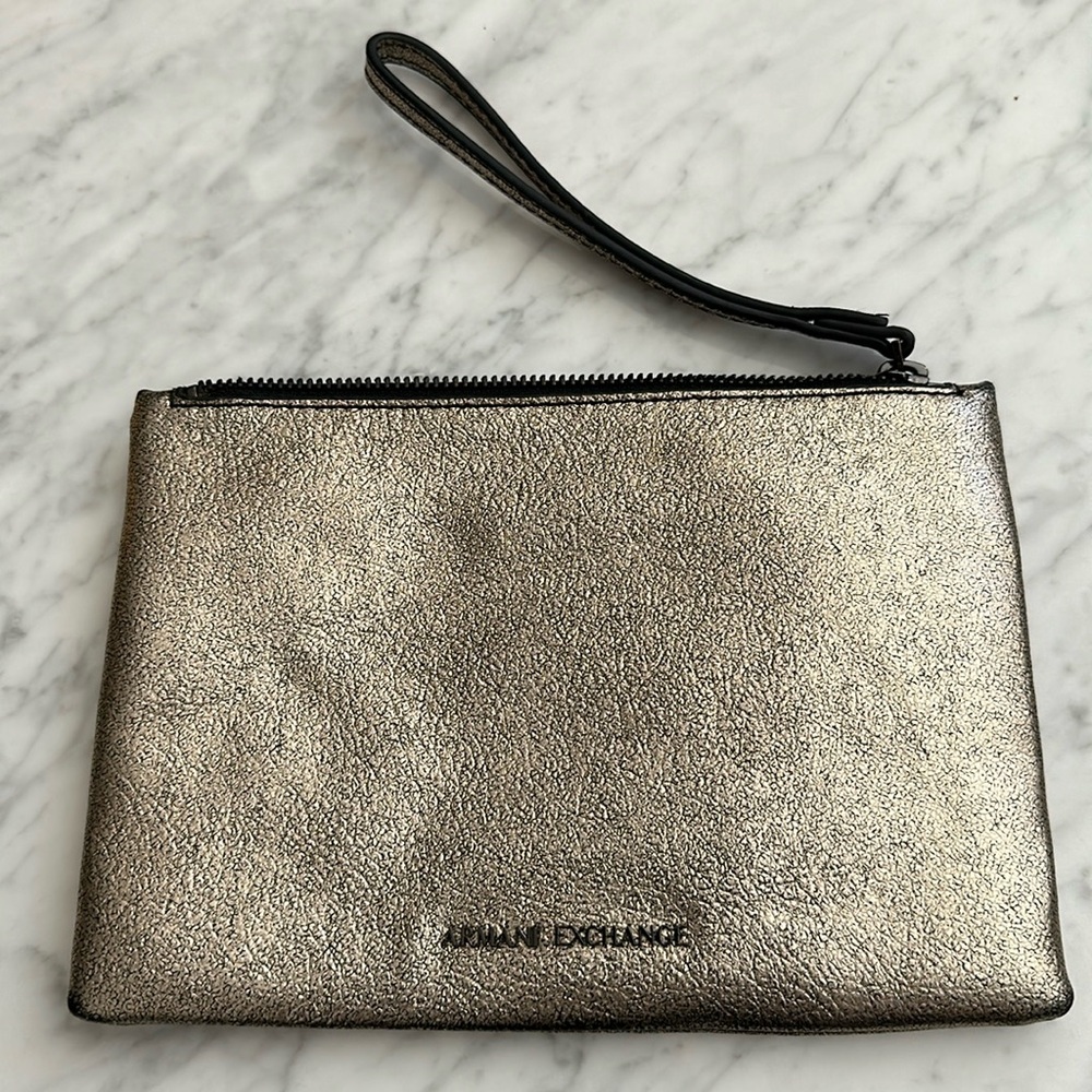 Armani Exchange Golden Wristlet Wallet in Champagne Golden and Black